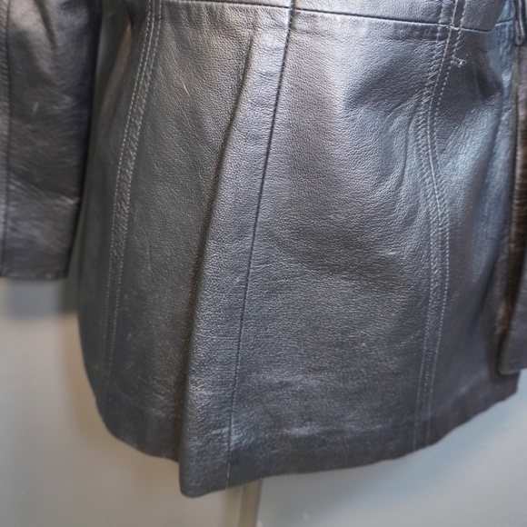 Sonoma Jean Company Womens Black Genuine Leather Button Down Jacket Size Small - Picture 6 of 7